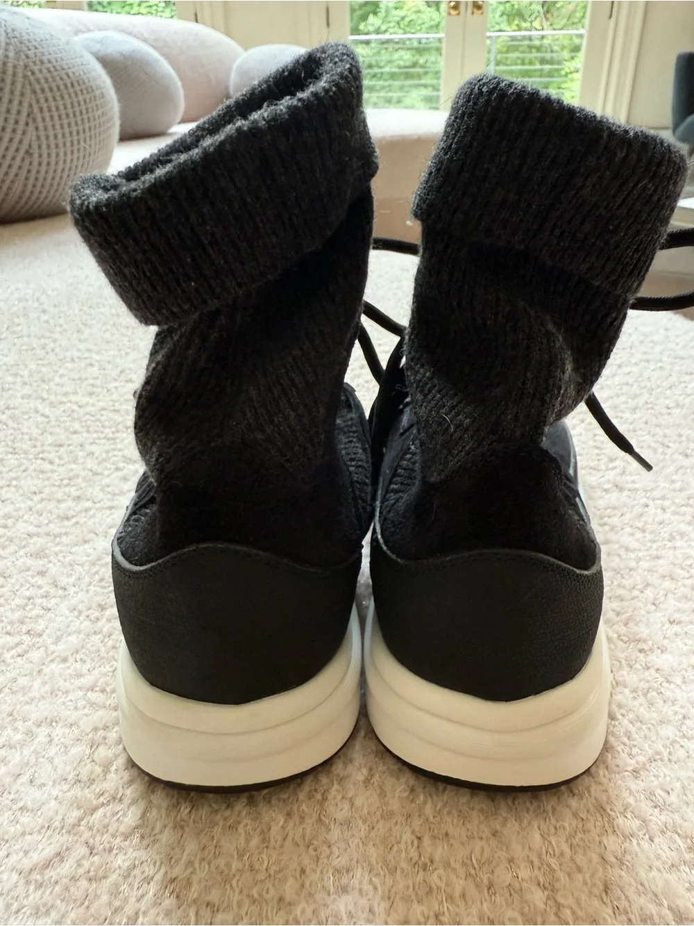 CHANEL NEW women’s  Black Suede Lace-Up Knit Cuff Boots new never worn